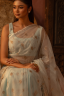 Half Silk Embroidered Lotus Sari
